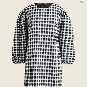 J crew (BD488) Small puff-sleeve mini dress in textured plaid, NWT